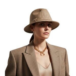 Vintage 70s Biltmore union made tan brown wool blend tweed fedora grandpa hat L